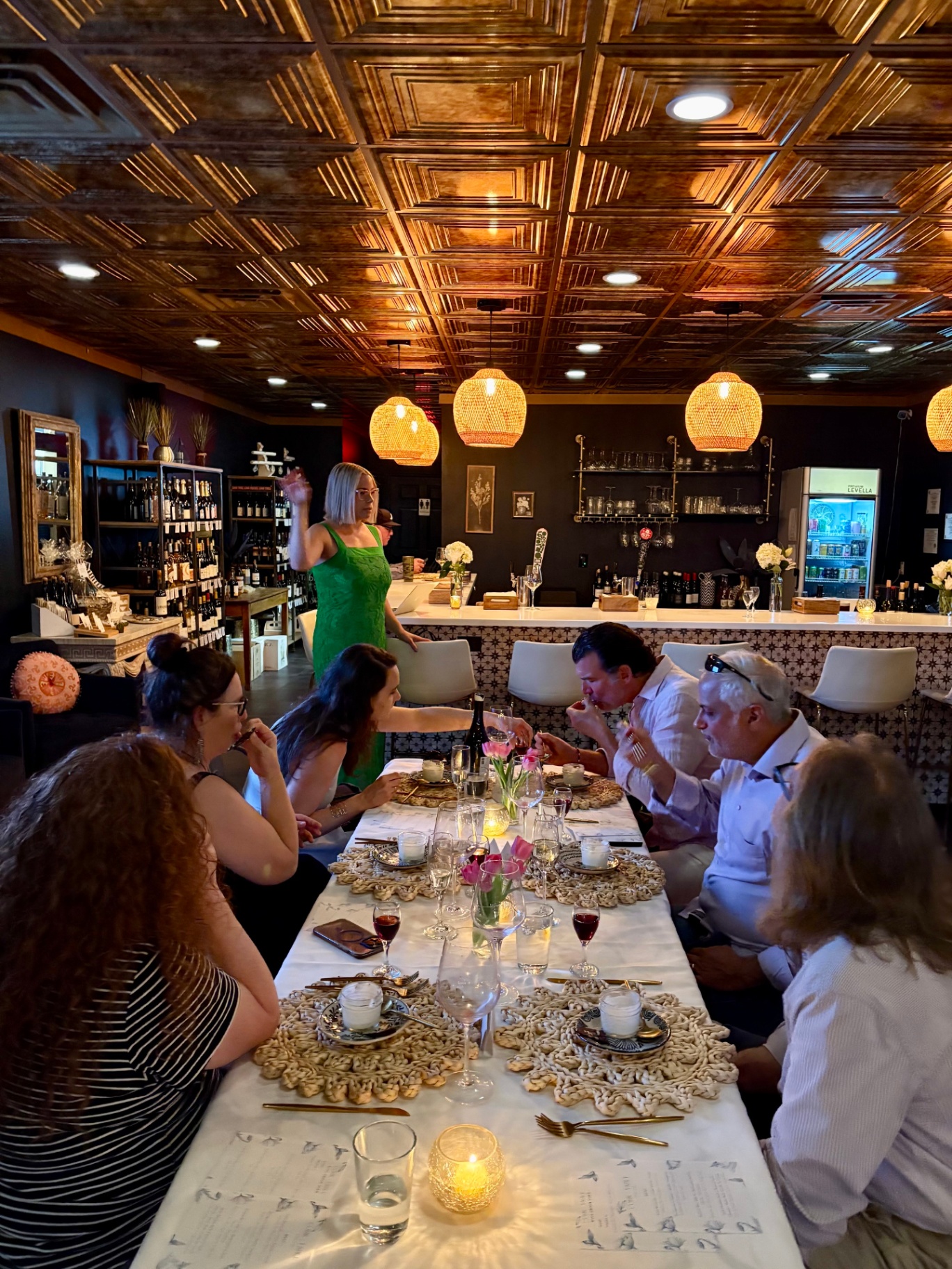An intimate candlelit private dinner setup